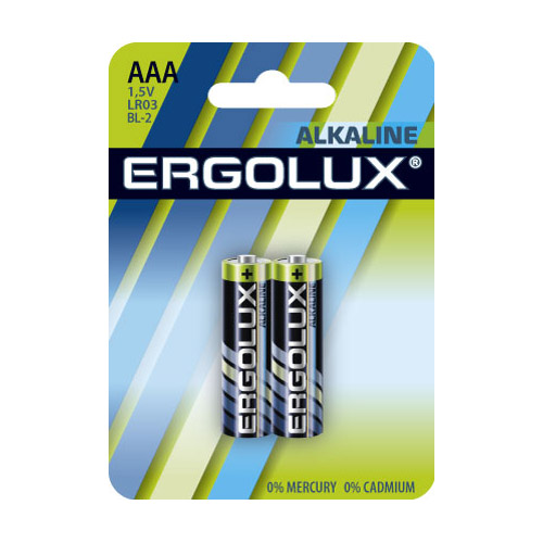 Элемент питания Ergolux  LR03 Alkaline BL-2 (LR03 BL-2,батарейка,1.5В)