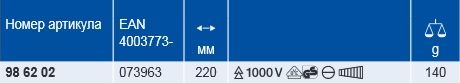 Плоскогубцы 1000V 220 мм из пластика