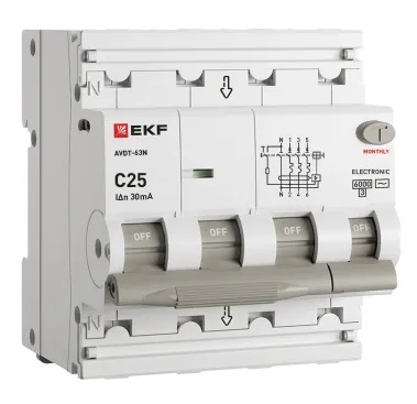 АВДТ-63N C25/3+N 30мА, тип АC, 6кА PROXIMA EKF