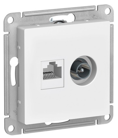Розетка TV + RJ45 (cat. 5e) Белый AtlasDesign SE