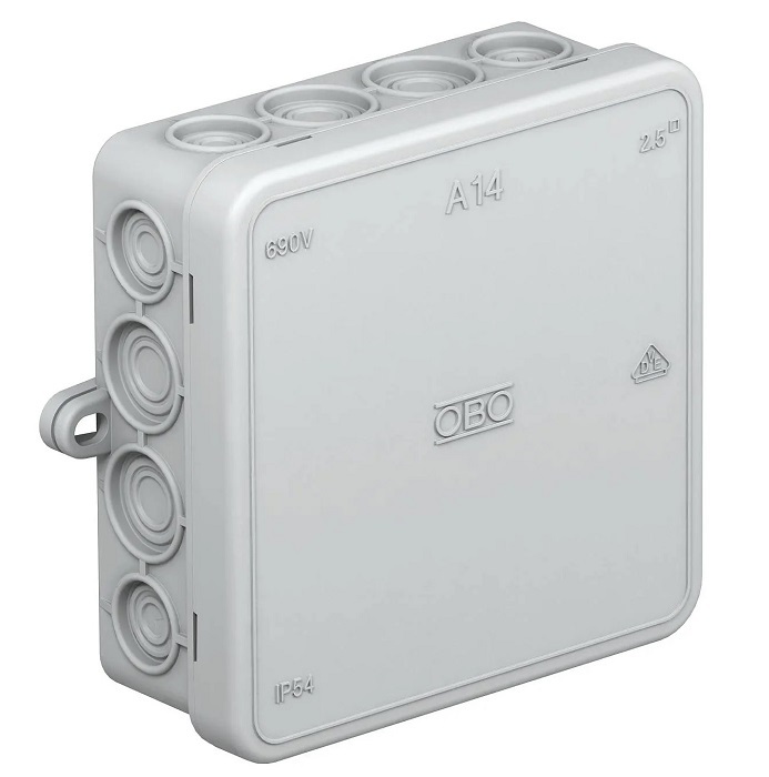 Коробка распред. о/п 100х100х40 IP55 СЕРАЯ А14 OBO Bettermann (10)