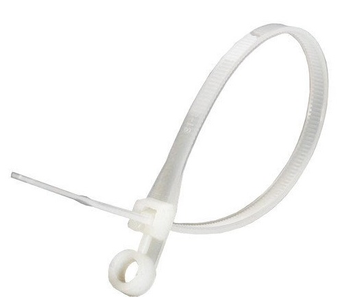 Хомут 4,8*200 белый нейлон с монтажным отверст (100 шт.) (СиайГрупп), уп