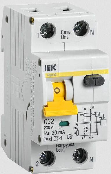 АВДТ32 С32/2/30mA, тип АС, 6kA IEK