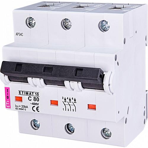 Автоматический выключатель ETIMAT10 C100/3 10кA ETI
