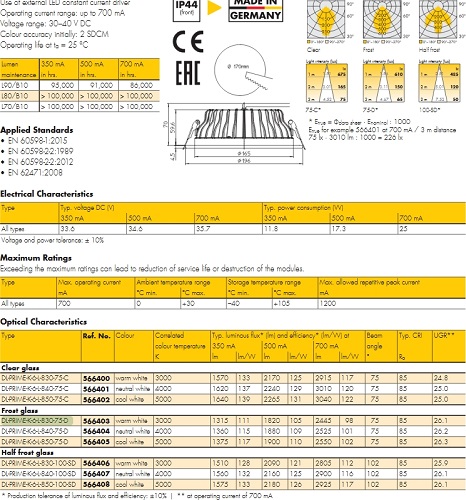 Светильник DL-PRIME-K-6-L-840-75-D 4000K (О-170мм) 165/196мм