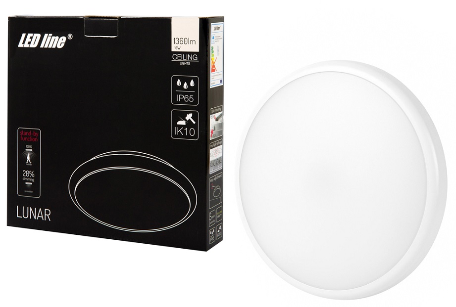 Светильник LED ЖКХ PRIME LUNAR 16W 1360Lm 4000K IP65 круг с датч Ledline