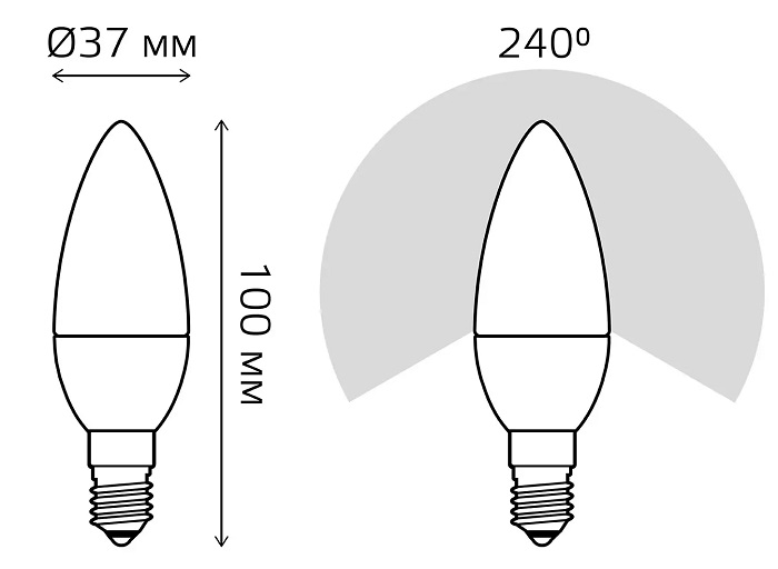 Лампа Gauss Elementary LED Свеча 8W 220V E14  2700/3000К 520Lm