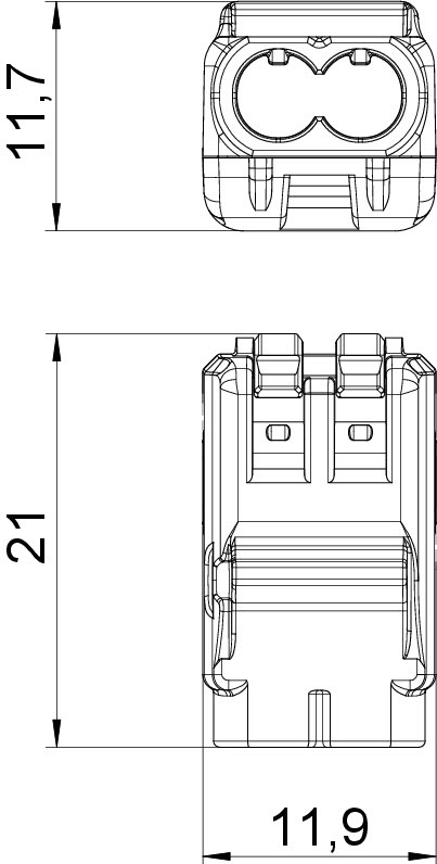 Клемма рычажковая 2 отверстия 0,2-2,5 24А прозрачная (OBO)