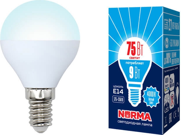 Лампа светодиодная шар LED-G45-9W/NW/E14/FR NR