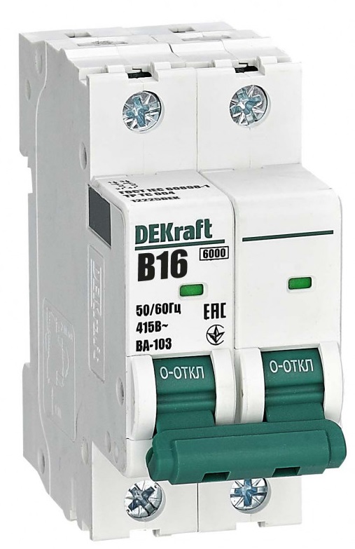 Автоматический выключатель ВА-103 B16/2 6кА Dekraft
