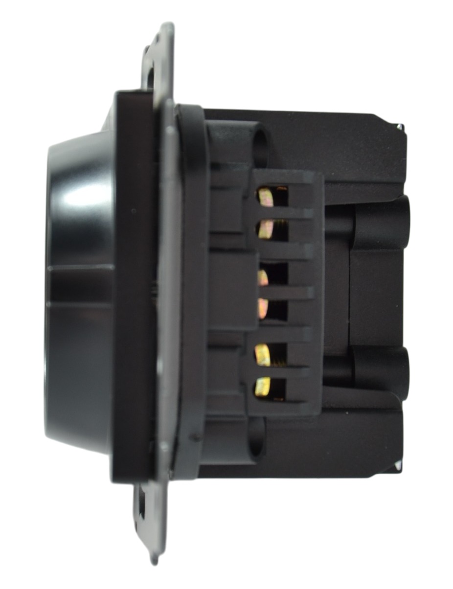 Розетка 1-я с/з с шторками с USB и TYPE C (5В, 2.1А) чёрная A-026B "Aura" AWSproducts