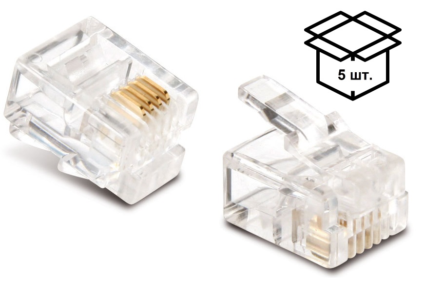 Коннектор RJ-11 6P4C (в уп.5шт.) RIPO
