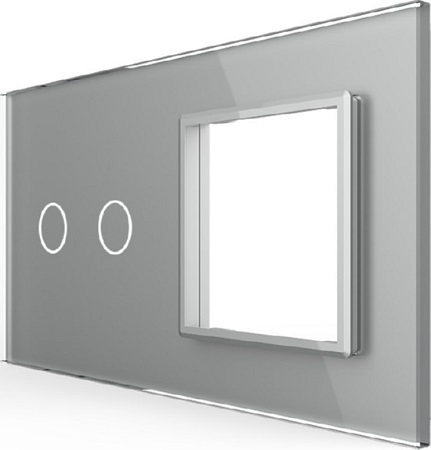 Панель для сенсорного выключателя и розетки Livolo, 2 клавиши, цвет серый, стекло