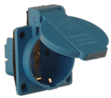 Розетка панельная 16А 3п (2Р+РЕ) IP44, 230В синий TDM