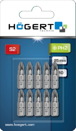 Биты PH2, 25 мм, сталь S2, 10 шт. HOEGERT