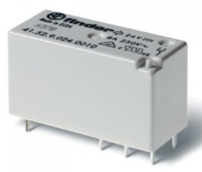 Миниатюрное реле 41.52.9.024.0010 выводы с шагом 5мм; Контакты AgNi; Влагозащита; 2CO 8A; DC; 24В  (
