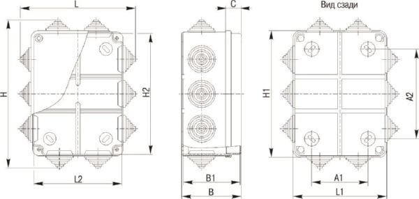 Коробка КМ41241 (серая) распаячная для о/п 150х110х70мм IP44 10 вв. IEK