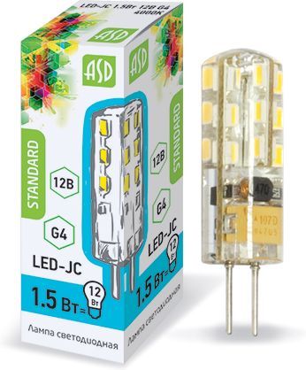 Лампа светодиодная LED-JC-standard 1.5Вт 12В G4 4000К 120Лм ASD