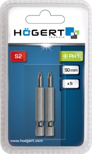 Биты PH2, 50 мм, сталь S2, 2 шт. HOEGERT