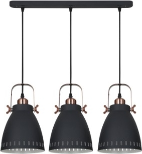 Camelion PL-428S-3  С62  черный + медь (Светильник подвесной New York,  3х E27, 60Вт, 230В, металл)