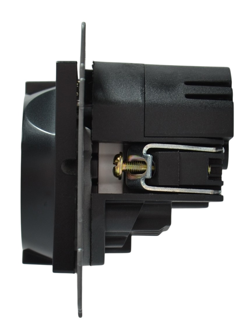 Розетка 1-я с/з с USB и TYPE C чёрная A-026B AWSPRODUCTS
