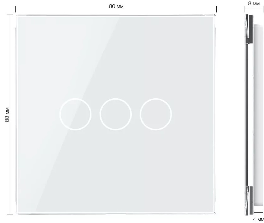 Панель 3кл сенсорного выключателя EU стандарт, цвет белый, стекло