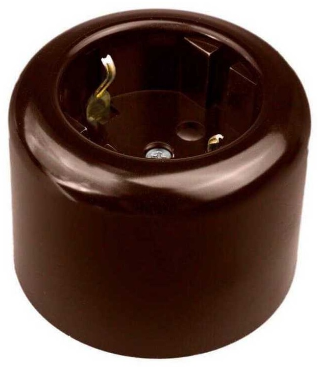 Розетка 1-я с/з R Коричневый (керамика) Jantera