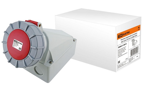 Розетка стационарная 63А 5п (3P+N+PE) 135, IP67, 380В TDM