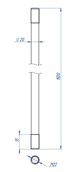 Стержень заземления 20 мм х 1500 мм, т/д цинк