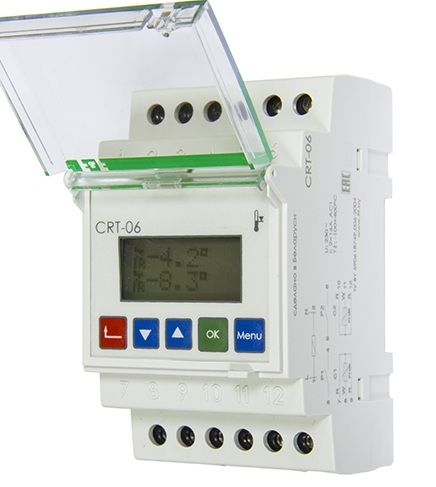 Реле температуры цифровое без датч. CRT-06 (2NO*16А, -100...+400°С, два независм. канала) F&F