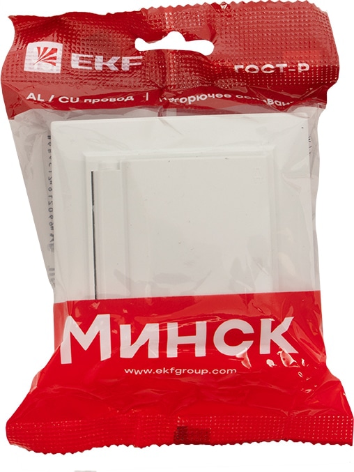 Розетка СП 1-я с/з IP44 с крышкой с защ. шторками 16А 230В белая Basic Минск