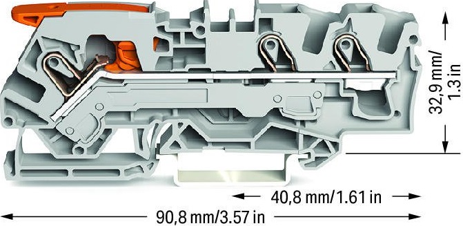 Клеммник 6 кв.мм.55А, 800В,3отв./1пол. сер.