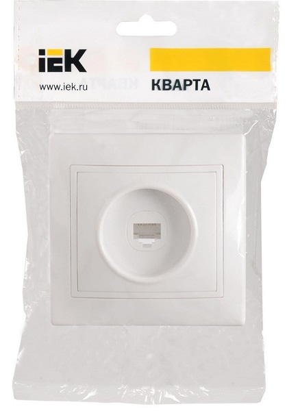 Розетка RJ11 (1-я) белая Кварта IEK