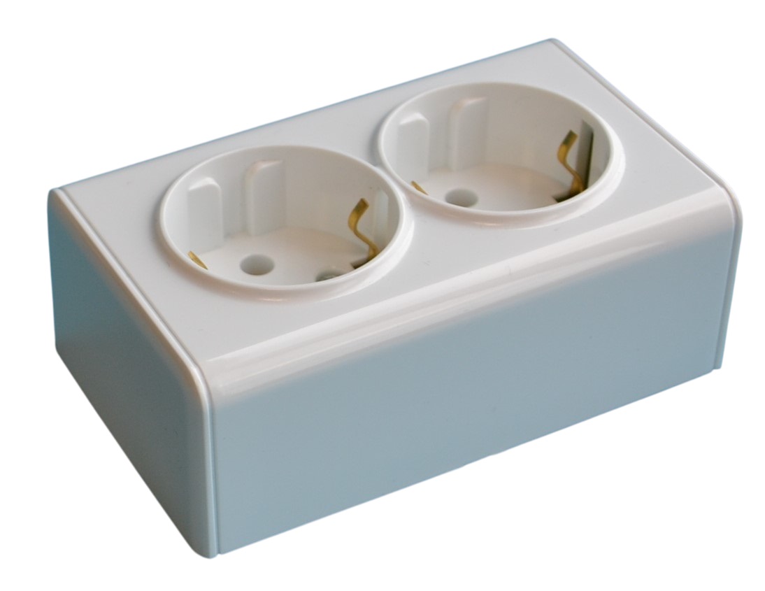 Розетка ОУ 2-я с/з белая SD-S006W "Standard" AWSproducts