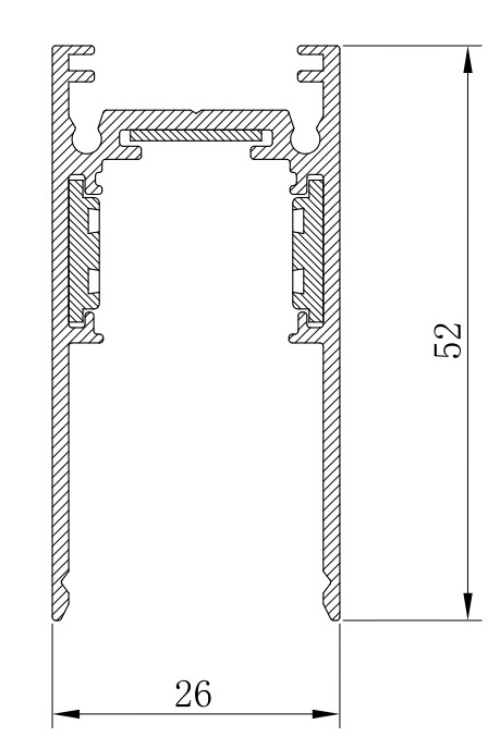 Шинопровод для низковольтных магнитных трековых светильников 48В, черный, 2м. накладной/подвесной, C
