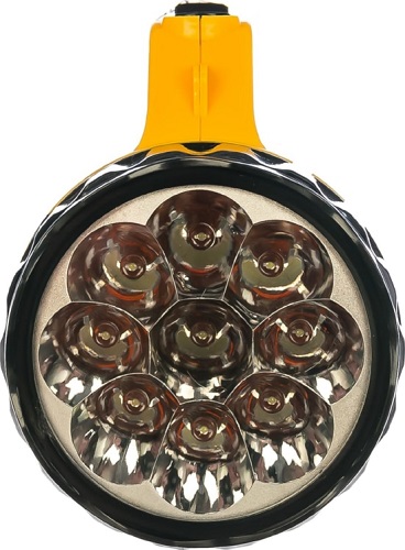 Фонарь LED3819СSM (аккум 220В, желт, 9+12SMD LED, 2 реж), SLA, пластик, коробка) ULTRAFLASH