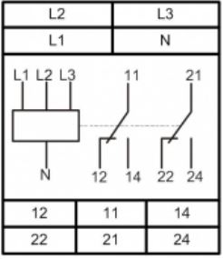 Реле контроля фаз и напряжения РКН-3-15-15 AC230В/AC400B 3Ф+N