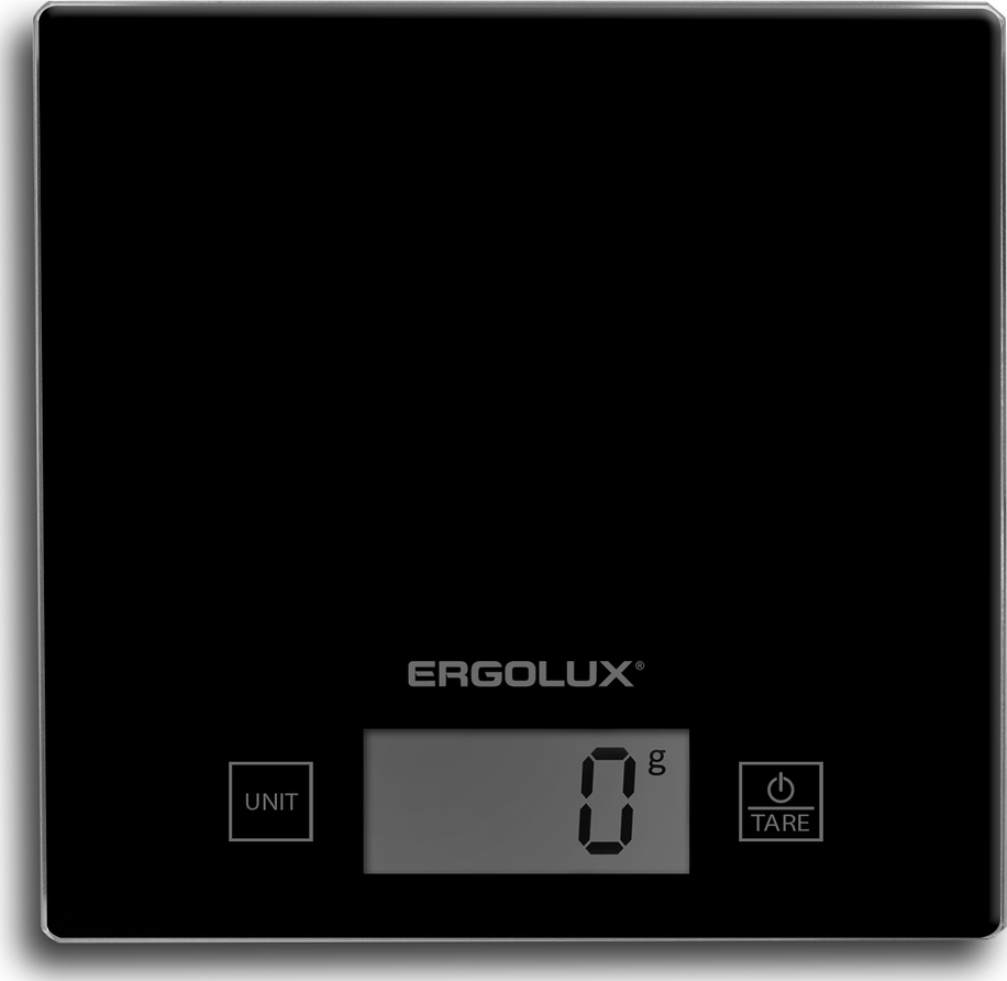 Весы кухонные черные (до 5 кг, 150*150 мм) ERGOLUX ELX-SK01-С02