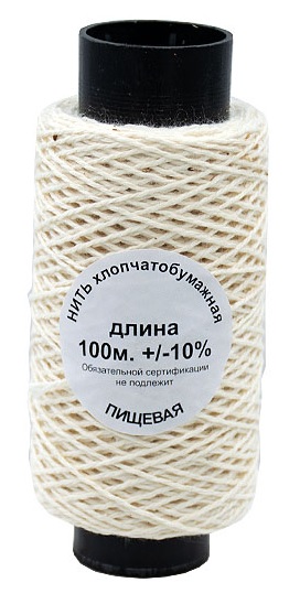 Нить хлопчатобумажная пищевая (100м) белая