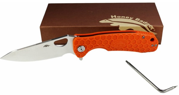 Нож Honey Badger Leaf D2 L (HB1385) с оранжевой рукоятью