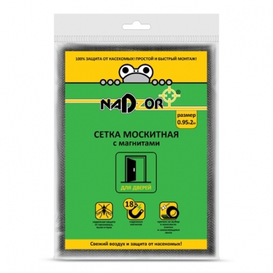 Сетка москитная с крепежом 0,95*2м с магнитами, в коробочке, черная/20 NADZOR MSN020MPB