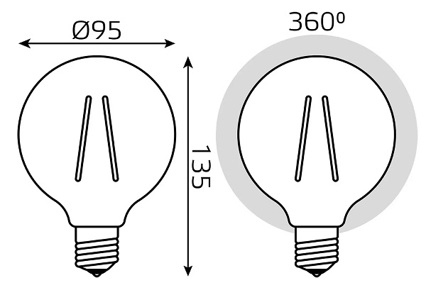 Лампа LED G95 E27 2400К 8Вт 740Лм Amber Filament Gauss