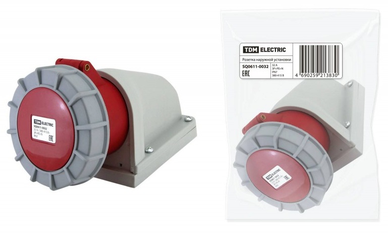 Розетка наружной установки IP67 32А 3Р+РЕ+N 380В TDM