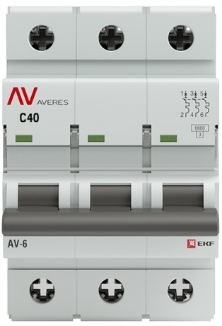 Автоматический выключатель AV-6 C40/3 6кА  AVERES EKF