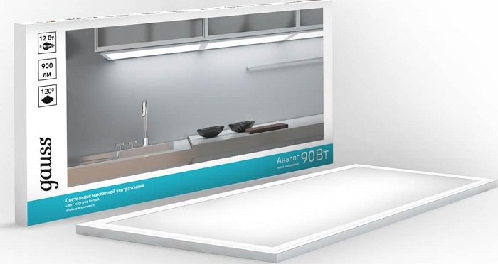 Светильник LED GAUSS IP20 300*600*8мм 12W 900lm 4200K ультратон.панель с мат.рассеив.1/20