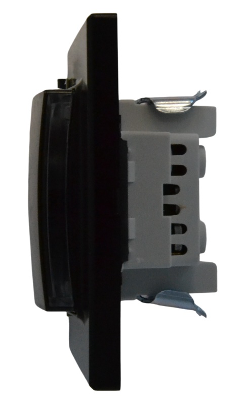 Розетка 1-я с крышкой с/з чёрная SD-P1013B "Standard" AWSproducts