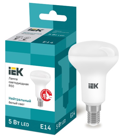 Лампа LED-R50 eco 5Вт 230В 4000К E14 450Lm IEK