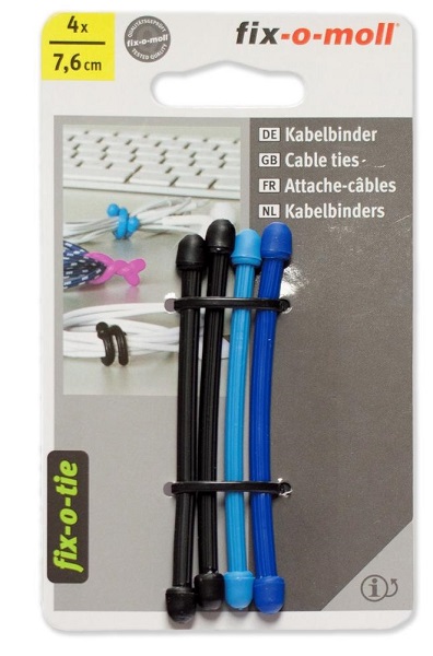 Стяжка для кабеля 7,6 см 3-цветная fix-o-moll (цветной 4 шт), уп
