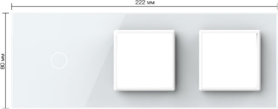 Панель для сенсорного выключателя и двух розеток Livolo, 1 клавиша, цвет белый, стекло