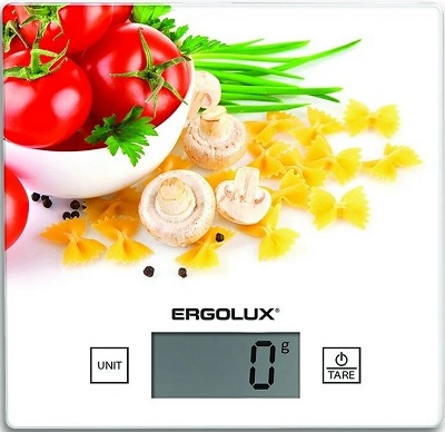 Весы кухонные паста, томаты и грибы (до 5 кг, 150*150 мм) ERGOLUX ELX-SK01-С36